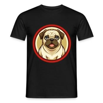 Carlin chien coloré Kawaii dessin animé Personnage Clipart - T-shirt homme - noir - Devant - AI Model Male 178 light (178cm)