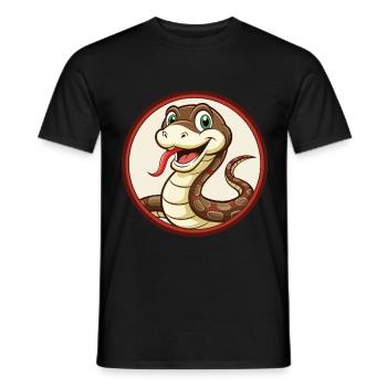 serpent coloré kawaii dessin animé personnage clipart - T-shirt homme - noir - Devant - AI Model Male 178 light (178cm)