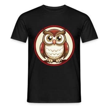 Owl Colorful Kawaii Cartoon Character Clipart Pet - Men's T-Shirt - black - Front - AI Model Male 178 light (178cm)