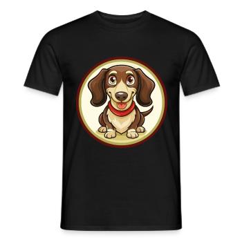 Dachshund Dog Colorful Kawaii Cartoon Clipart Pet - Men's T-Shirt - black - Front - AI Model Male 178 light (178cm)