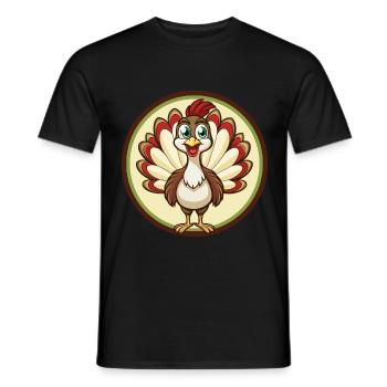 Peacock Colorful Kawaii Cartoon Character Clipart - Men's T-Shirt - black - Front - AI Model Male 178 light (178cm)