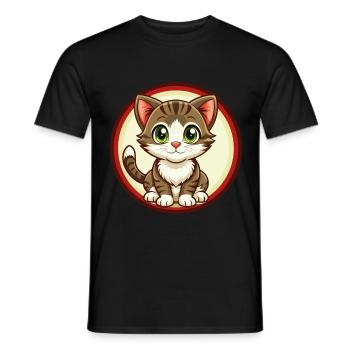Kitten Colorful Kawaii Cartoon Character Clipart - Men's T-Shirt - black - Front - AI Model Male 178 light (178cm)