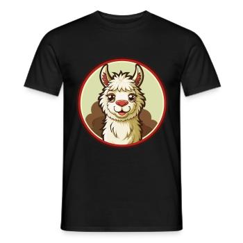 Llama Colorful Kawaii Cartoon Character Clipart - Men's T-Shirt - black - Front - AI Model Male 178 light (178cm)