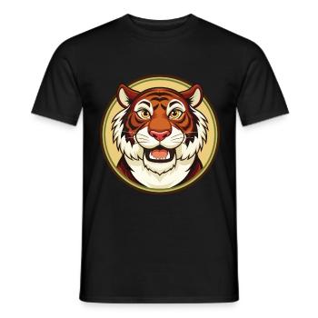 Tiger Bunte Kawaii Cartoon Figur Clipart - Männer T-Shirt - Schwarz - Vorne - AI Model Male 178 light (178cm)