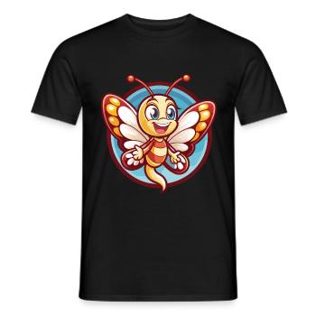 papillon drôle Kawaii dessin animé Clipart animal de compagnie - T-shirt homme - noir - Devant - AI Model Male 178 light (178cm)
