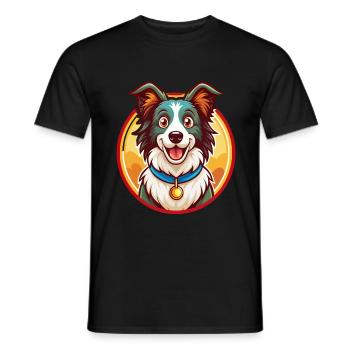 Border Collie Hund Lustig Kawaii Cartoon Tier Haustier - Männer T-Shirt - Schwarz - Vorne - AI Model Male 178 light (178cm)