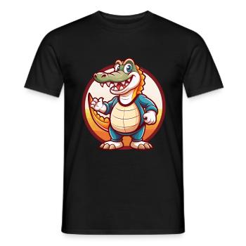 Crocodile Drôle Kawaii Dessin animé Clipart Animal de compagnie - T-shirt homme - noir - Devant - AI Model Male 178 light (178cm)
