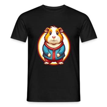 Cochon d’Inde Drôle Kawaii Dessin animé Clipart Animal Animal - T-shirt homme - noir - Devant - AI Model Male 178 light (178cm)