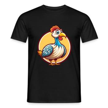 pintade drôle Kawaii dessin animé Clipart Animal - T-shirt homme - noir - Devant - AI Model Male 178 light (178cm)