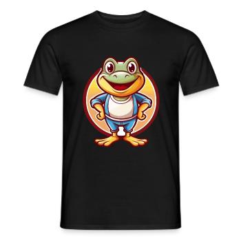 Frog Cute Funny Kawaii Cartoon Clipart Animal Pet - Men's T-Shirt - black - Front - AI Model Male 178 light (178cm)