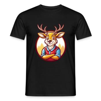 Deer Cute Funny Kawaii Cartoon Clipart Animal Pet - Men's T-Shirt - black - Front - AI Model Male 178 light (178cm)