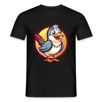 Koekoek Vogel Grappige Kawaii Cartoon Clipart Dier - Heren T-shirt - zwart - Voor - AI Model Male 178 light (178cm)