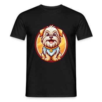 Affenpinscher Dog Funny Kawaii Cartoon Animal Pet - Men's T-Shirt - black - Front - AI Model Male 178 light (178cm)