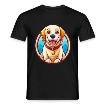 Labrador retriever chien drôle Kawaii dessin animé Animal - T-shirt homme - noir - Devant - AI Model Male 178 light (178cm)