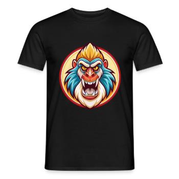 Mandrill Lustige Kawaii Cartoon Clipart Tier Haustier - Männer T-Shirt - Schwarz - Vorne - AI Model Male 178 light (178cm)