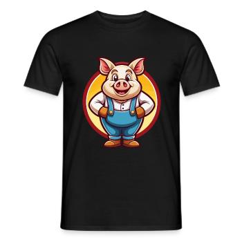 Schwein Niedlich Lustig Kawaii Cartoon Clipart Tier Haustier - Männer T-Shirt - Schwarz - Vorne - AI Model Male 178 light (178cm)