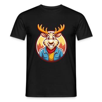 Elch Niedlich Lustig Kawaii Cartoon Clipart Tier Haustier - Männer T-Shirt - Schwarz - Vorne - AI Model Male 178 light (178cm)
