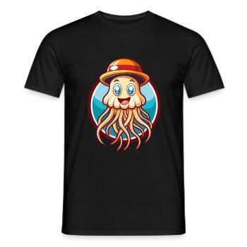 Méduse Drôle Kawaii Dessin animé Clipart Animal de compagnie - T-shirt homme - noir - Devant - AI Model Male 178 light (178cm)