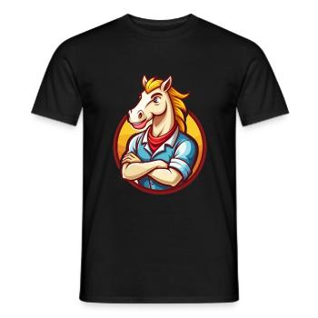 cheval mignon drôle kawaii dessin animé clipart animal de compagnie - T-shirt homme - noir - Devant - AI Model Male 178 light (178cm)