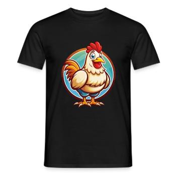 Poule mignon drôle Kawaii dessin animé Clipart animal de compagnie - T-shirt homme - noir - Devant - AI Model Male 178 light (178cm)