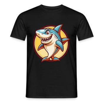 Hai Niedlich Lustig Kawaii Cartoon Clipart Tier Haustier - Männer T-Shirt - Schwarz - Vorne - AI Model Male 178 light (178cm)
