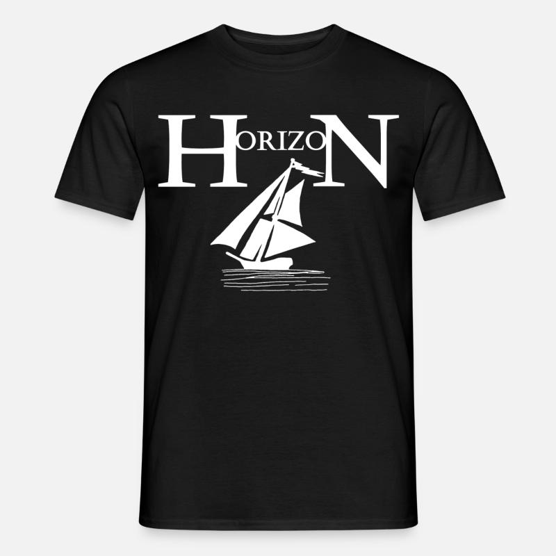 Weißes Boot und Horizont - Männer T-Shirt - Schwarz