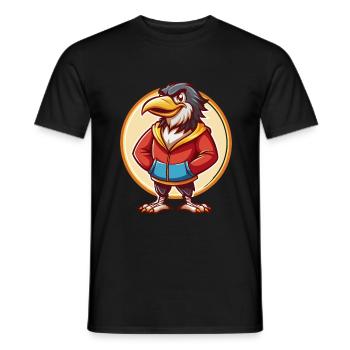 corbeau mignon drôle Kawaii dessin animé Clipart animal de compagnie - T-shirt homme - noir - Devant - AI Model Male 178 light (178cm)
