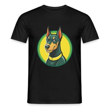 Dobermann chien mignon Kawaii dessin animé Clipart Animal - T-shirt homme - noir - Devant - AI Model Male 178 light (178cm)