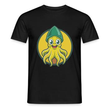 calmar mignon kawaii dessin animé clipart animal de compagnie - T-shirt homme - noir - Devant - AI Model Male 178 light (178cm)