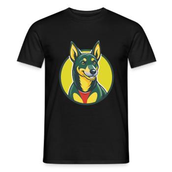 Chien Kelpie Australien Mignon Kawaii Dessin Animé Animal - T-shirt homme - noir - Devant - AI Model Male 178 light (178cm)