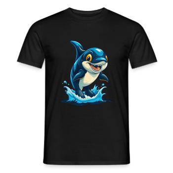 Orca Cool Kawaii Cartoon Character Clipart - Men's T-Shirt - black - Front - AI Model Male 178 light (178cm)