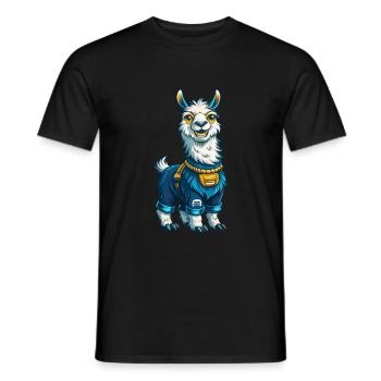 Lama Cool Kawaii Cartoon Charakter Clipart - Männer T-Shirt - Schwarz - Vorne - AI Model Male 178 light (178cm)