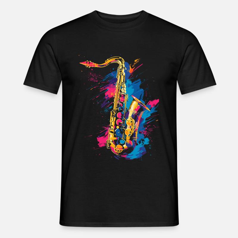 Saxophon Graffiti - Männer T-Shirt - Schwarz