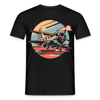 Propeller Plane Portrait - Men's T-Shirt - black - Front - AI Model Male 178 light (178cm)
