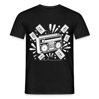 Radiocassette, musique, nostalgie - T-shirt homme - noir - Devant - AI Model Male 178 light (178cm)