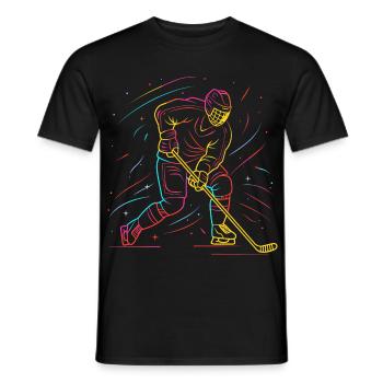 Ice Hockey Player Line Art - Men's T-Shirt - black - Front - AI Model Male 178 light (178cm)