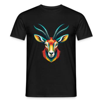 Oryx mignon Kawaii dessin animé Clipart visage d’animal - T-shirt homme - noir - Devant - AI Model Male 178 light (178cm)