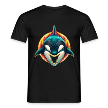 Orca Niedlich Kawaii Cartoon Clipart Tier Gesicht - Männer T-Shirt - Schwarz - Vorne - AI Model Male 178 light (178cm)