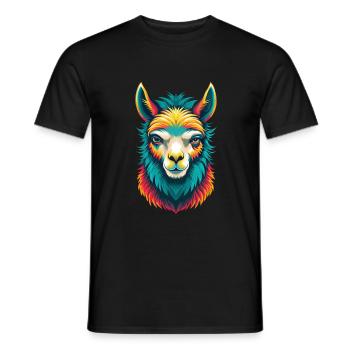 Alpaka Niedliches Kawaii Cartoon Clipart Tier Gesicht - Männer T-Shirt - Schwarz - Vorne - AI Model Male 178 light (178cm)