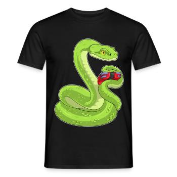 Schlange Gamer Controller - Männer T-Shirt - Schwarz - Vorne - AI Model Male 178 light (178cm)