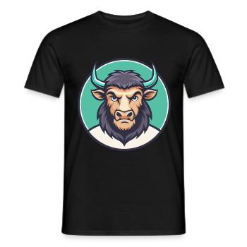 buffle kawaii dessin animé personnage animal visage d’animal de compagnie - T-shirt homme - noir - Devant - AI Model Male 178 light (178cm)