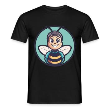 Abeille Kawaii Dessin Animé Personnage Animal Animal Visage - T-shirt homme - noir - Devant - AI Model Male 178 light (178cm)