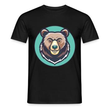 Ours Kawaii Dessin animé Personnage Animal Animal Visage - T-shirt homme - noir - Devant - AI Model Male 178 light (178cm)