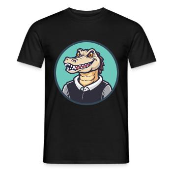 Crocodile Kawaii Dessin animé Personnage Animal Animal Visage - T-shirt homme - noir - Devant - AI Model Male 178 light (178cm)
