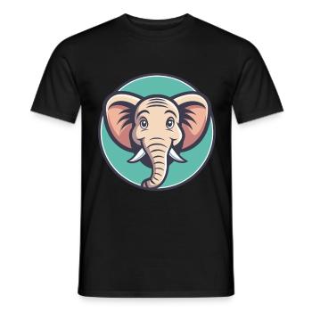 Elephant Kawaii Cartoon Character Animal Pet Face - Men's T-Shirt - black - Front - AI Model Male 178 light (178cm)