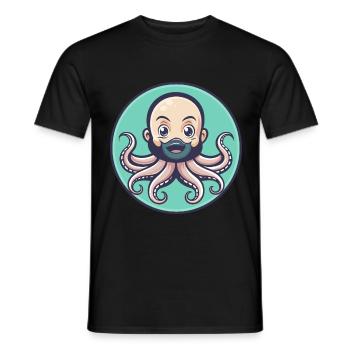 pieuvre kawaii dessin animé personnage animal visage d’animal de compagnie - T-shirt homme - noir - Devant - AI Model Male 178 light (178cm)