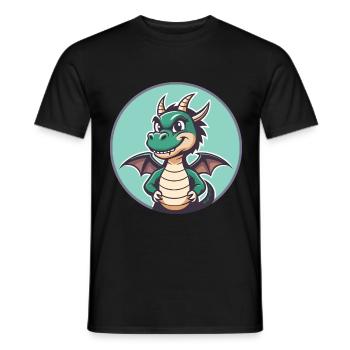 Dragon Kawaii Cartoon Character Animal Pet Face - Men's T-Shirt - black - Front - AI Model Male 178 light (178cm)