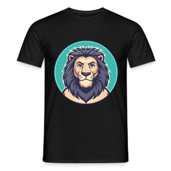 Lion Kawaii Dessin Animé Personnage Animal Animal Visage - T-shirt homme - noir - Devant - AI Model Male 178 light (178cm)