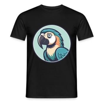 Parrot Kawaii Cartoon Character Animal Pet Face - Men's T-Shirt - black - Front - AI Model Male 178 light (178cm)