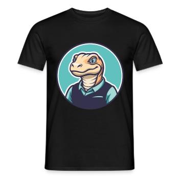 Komodo Kawaii Cartoon Character Animal Pet Face - Men's T-Shirt - black - Front - AI Model Male 178 light (178cm)